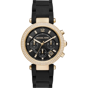 Michael Kors MK6404 Watch Strap Black Rubber on Steel