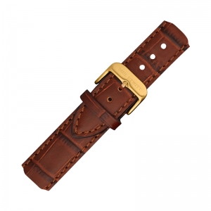 Paul Hewitt Leather Watch Strap Croco Dark Brown with Golden Steel Buckle 20mm
