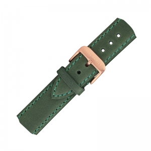 Paul Hewitt Leather Watch Strap Green with Rosegold Steel Buckle 20mm