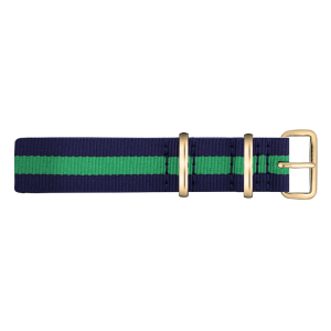 Paul Hewitt NATO Watch Strap Navyblue Green with Gold Buckle 20mm