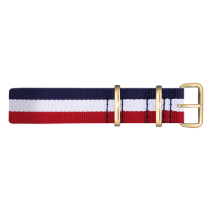 Paul Hewitt NATO Watch Strap Navyblue White Red with Gold Buckle 20mm