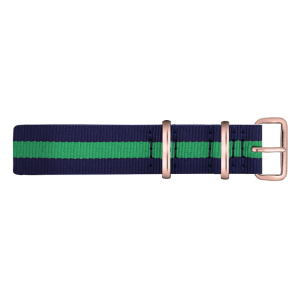 Paul Hewitt NATO Watch Strap Navyblue Green with Rosegold Buckle 20mm