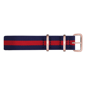 Paul Hewitt NATO Watch Strap Navyblue Red with Rosegold Buckle 20mm