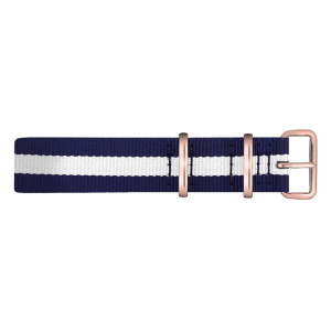 Paul Hewitt NATO Watch Strap Navyblue White with Rosegold Buckle 20mm