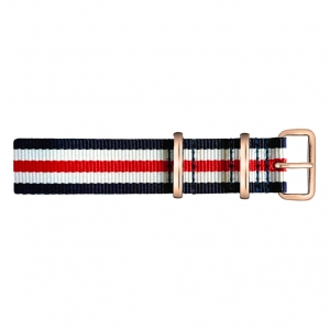 Paul Hewitt NATO Watch Strap Navyblue White Red with Rosegold Buckle 20mm Paul Hewitt NATO Watch Strap Navyblue White Red with Rosegold Buckle 20mm