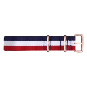 Paul Hewitt NATO Watch Strap Navyblue White Red with Rosegold Buckle 20mm