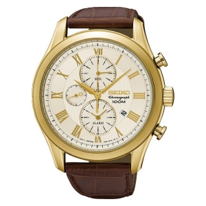 Seiko Chronographe Quartz Watch Strap SNAF72P1 Brown Leather 22mm