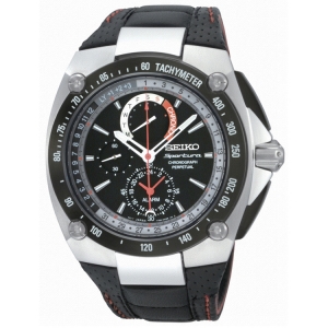 Seiko Sportura Perpetual Watch Strap SPC047P2 Black Leather