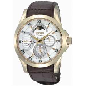 Seiko Premier Watch Strap SRX004P1  Brown Leather