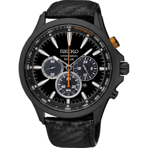 Seiko Solar Watch Strap SSC499P1 Black Leather