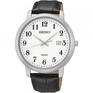 Seiko Watch Strap SUR113 Black Leather 20mm