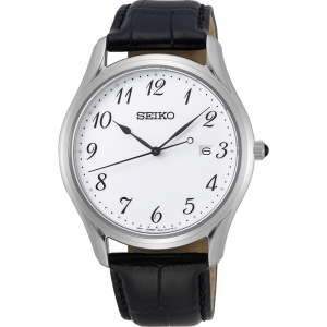 Seiko Watch Strap SUR303 Black Leather 20mm