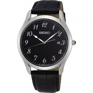 Seiko Watch Strap SUR305 Black Leather 20mm