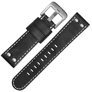 TW Steel Watch Band CS1, CS3 - TWS1 Black, White Stitching 22 mm