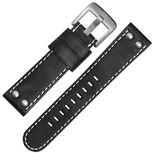 TW Steel Watch Band CS2, CS4 - TWS2 Black, White Stitching 24 mm