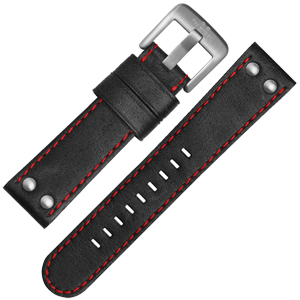 TW Steel Watch Band CS8, CS10 - TWS8 Black, Red Stitching 24mm