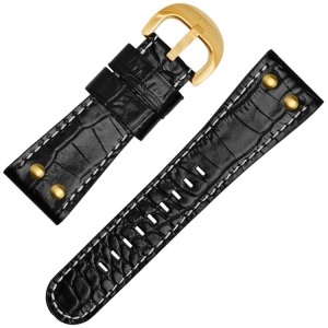 TW Steel Goliath Watch Strap TW108, TW110, TW114 - Black Croco Calf Skin 30mm