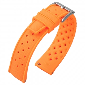 Tropic Style Basket Weave Watch Strap Silicone Rubber Orange