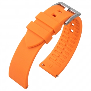 Curved End Silicone Rubber Watch Strap Orange