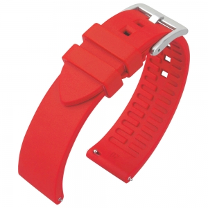 Curved End Silicone Rubber Watch Strap Red