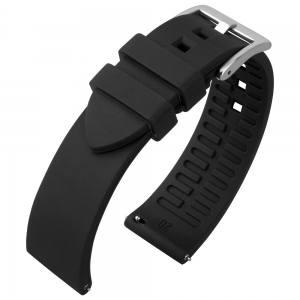 Curved End Silicone Rubber Watch Strap Black