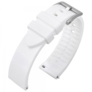 Curved End Silicone Rubber Watch Strap White