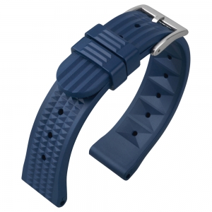 Seiko Style Waffle Strap Watch Strap Rubber Blue