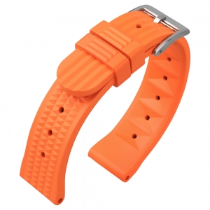 Seiko Style Waffle Strap Watch Strap Rubber Orange