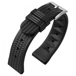 Seiko Style Waffle Strap Watch Strap Rubber Black