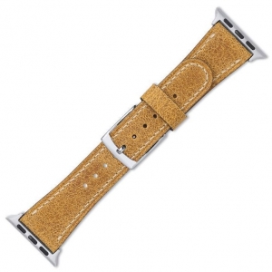 Watch Strap for Apple Watch Vintage Camel Leather White Stitching