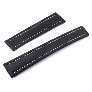 Happel BRT Watch Strap for Breitling Folding Clasp Shark Skin Black