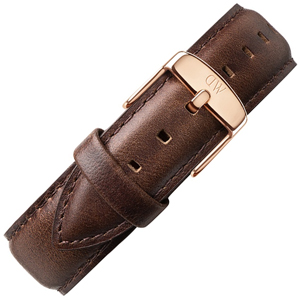 Daniel Wellington 18mm Classic Bristol Dark Brown Leather Watch Strap Rosegold Buckle