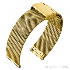 Mesh Watch Bracelet Fine Woven 0.6 Line Milanese Steel Gold
