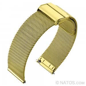 Milanaise Watch Bracelet Finely Woven 0.6 mm Mesh Golden Steel - Extra Clip