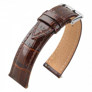 Calf Skin Crocograin Watch Strap Shiny Brown