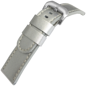 Calf Skin Watch Strap Lenzers Silver - 22mm