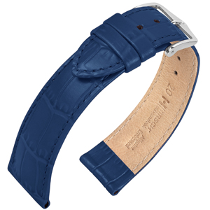 Hirsch Louisianalook Alligatorprint Watchband Blue