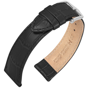 Hirsch Louisianalook Alligatorprint Watch Strap Black
