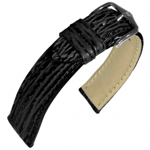 Hirsch Shark Real Shark Skin Watch Strap Black