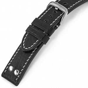 Happel Rockford Watch Strap Vintage Leather Black
