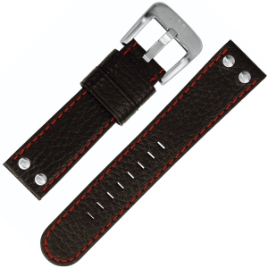 TW Steel Watch Band TW11, TW78 - Black, Red Stitching 22mm