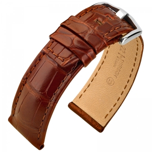 Hirsch Tritone Watch Strap Nile Crocodile Skin Semi-Matte Golden Brown