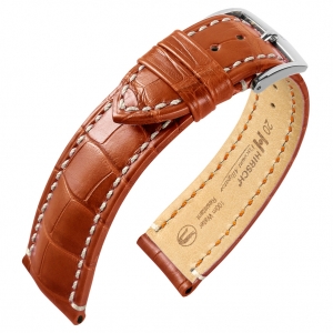 Hirsch Viscount Louisiana Alligator Skin Watch Band 100m WR Semi-Matte Golden Brown