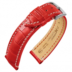 Hirsch Viscount Louisiana Alligator Skin Watch Band 100m WR Semi-Matte Red