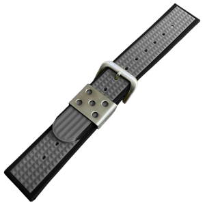 Waffle Strap Rubber Watch Strap Black Gray