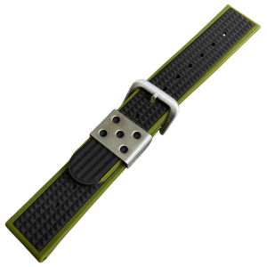 Waffle Strap Rubber Watch Strap Green Black