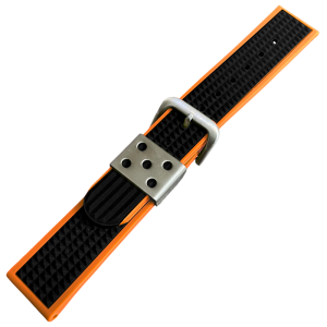 Waffle Strap Rubber Watch Strap Orange Black