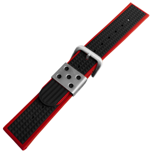 Waffle Strap Rubber Watch Strap Red Black