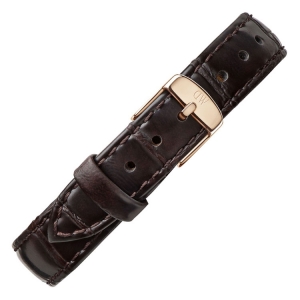 Daniel Wellington 12mm Petite York Dark Brown Leather Watch Strap Rosegold Buckle