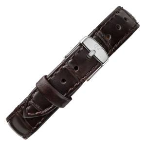 Daniel Wellington 14mm Petite York Dark Brown Leather Watch Strap Stainless Steel Buckle